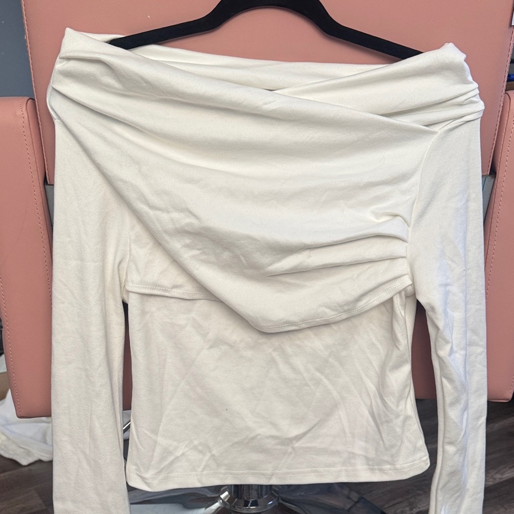 SHEIN Off-Shoulder Cream Blouse